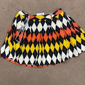 Hot Topic Harlequin Skirt in Orange, Yellow, and Black